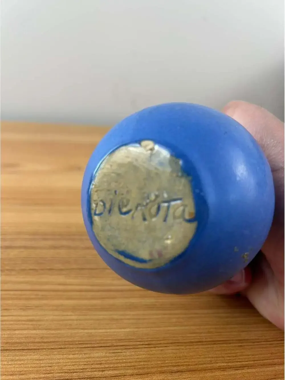 Dickota Art Pottery Blue Mottled Glaze Cabinet Vase 4
